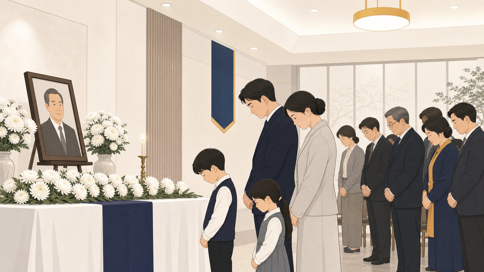 단체 회원들이 모여 헌화와 묵념을 진행하는 추모 의례