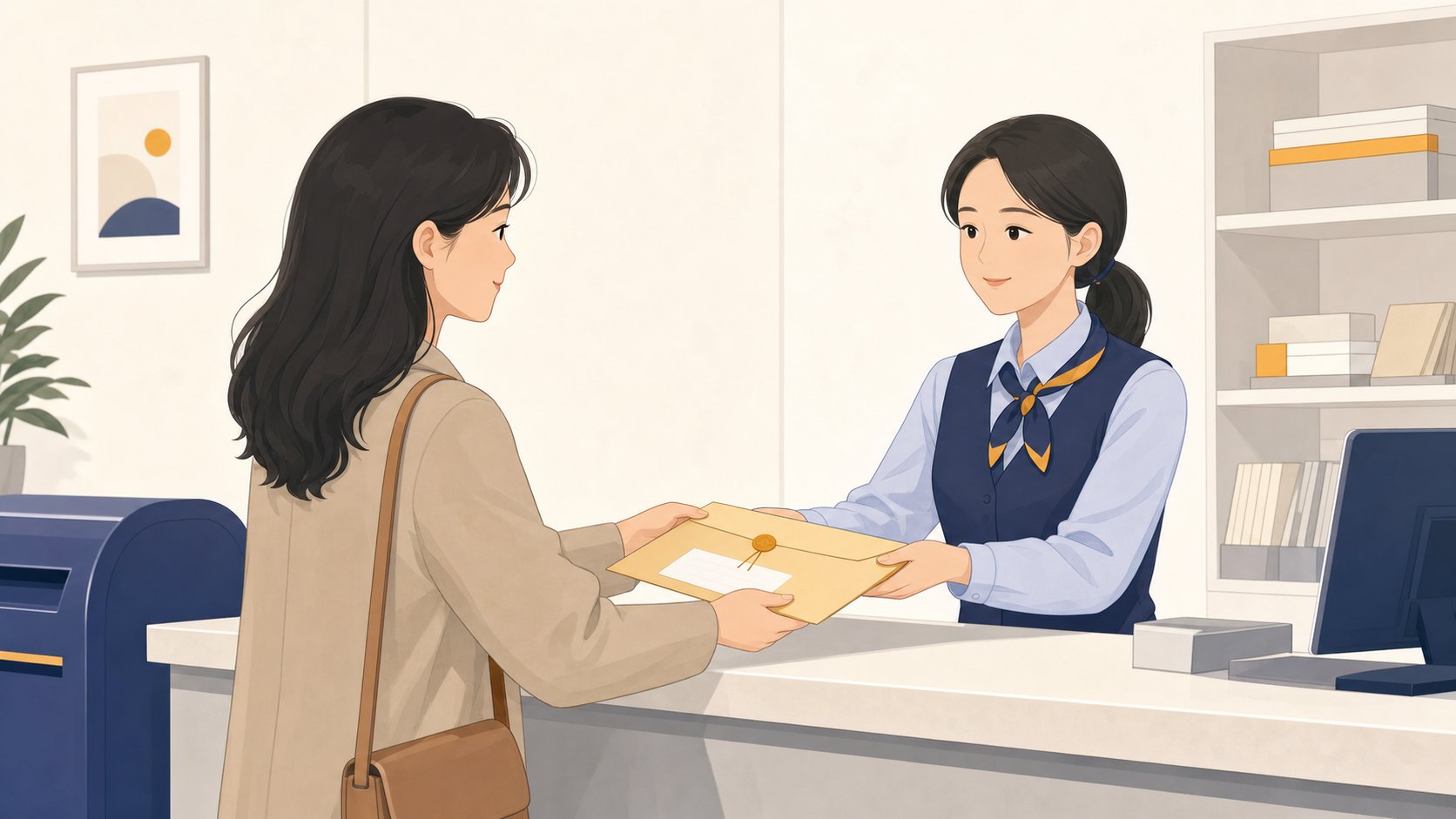 청약철회 의사를 담은 내용증명 서면을 우체국에서 발송하는 모습