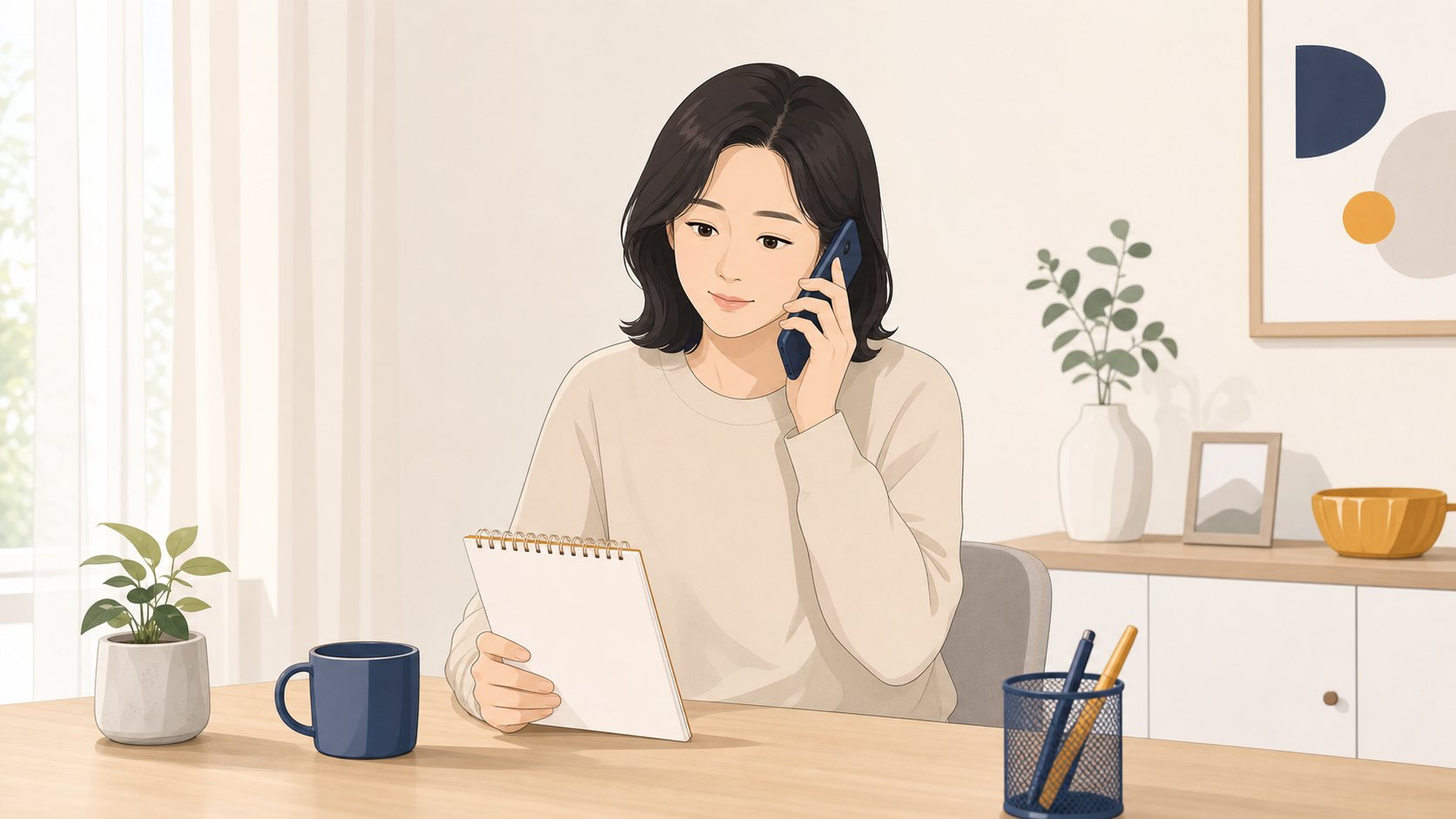 보호자가 휴대폰으로 담임 선생님에게 자녀 결석 사유를 알리는 모습
