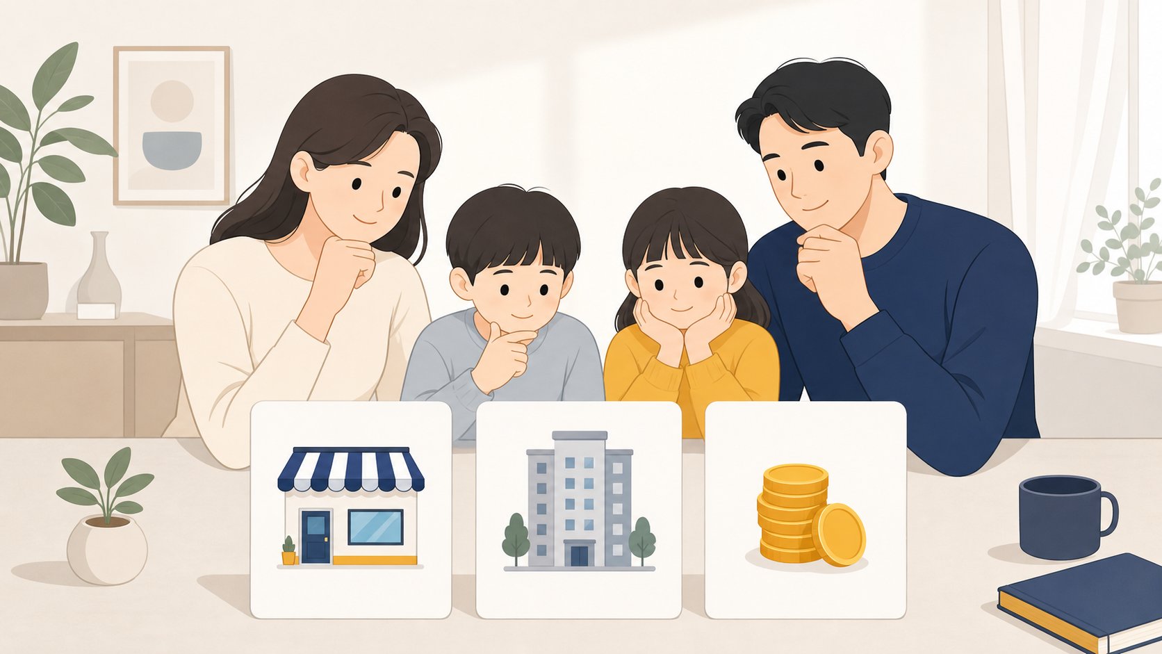 사업 임대 금융 소득 종류를 카드로 분류한 도식