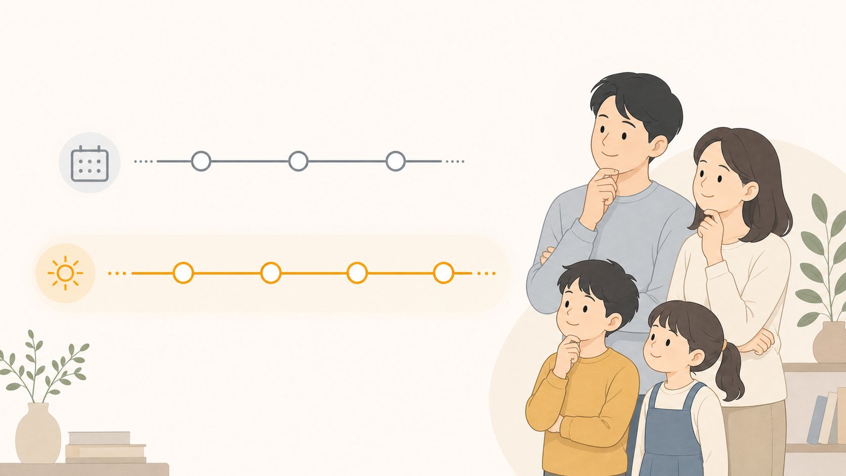 3일장과 4일장의 일정 흐름을 타임라인으로 비교한 그림