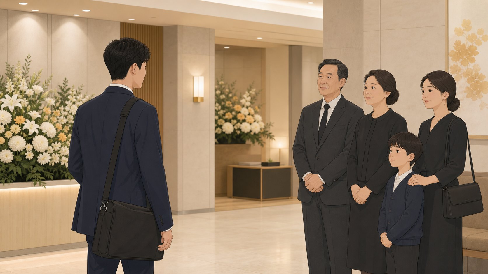 퇴근길 단정한 평상복으로 빈소에 들어서는 조문객
