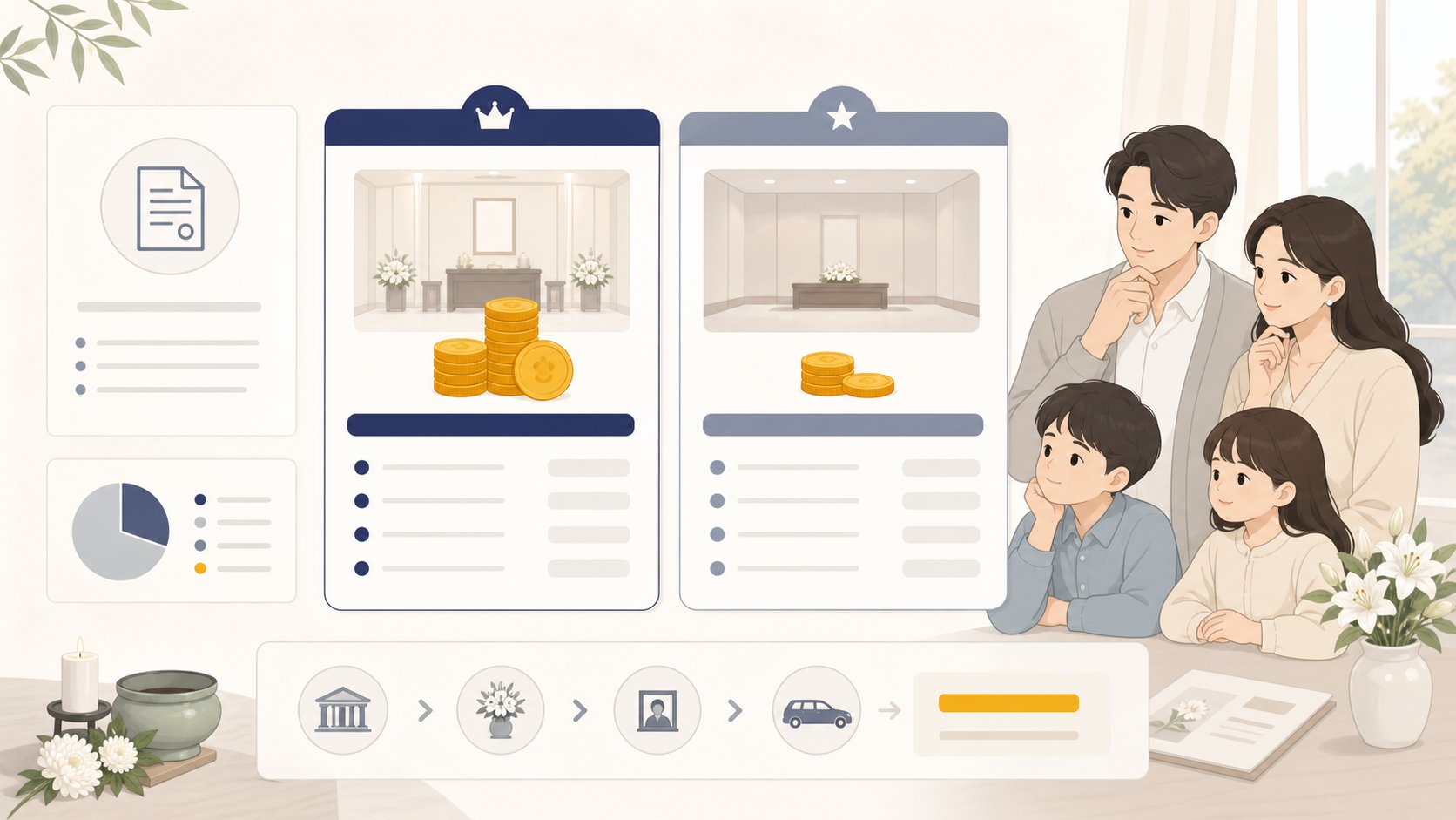 빈소 등급별 사용료 차이를 전체 견적 안에서 비교해 보여주는 정보 카드