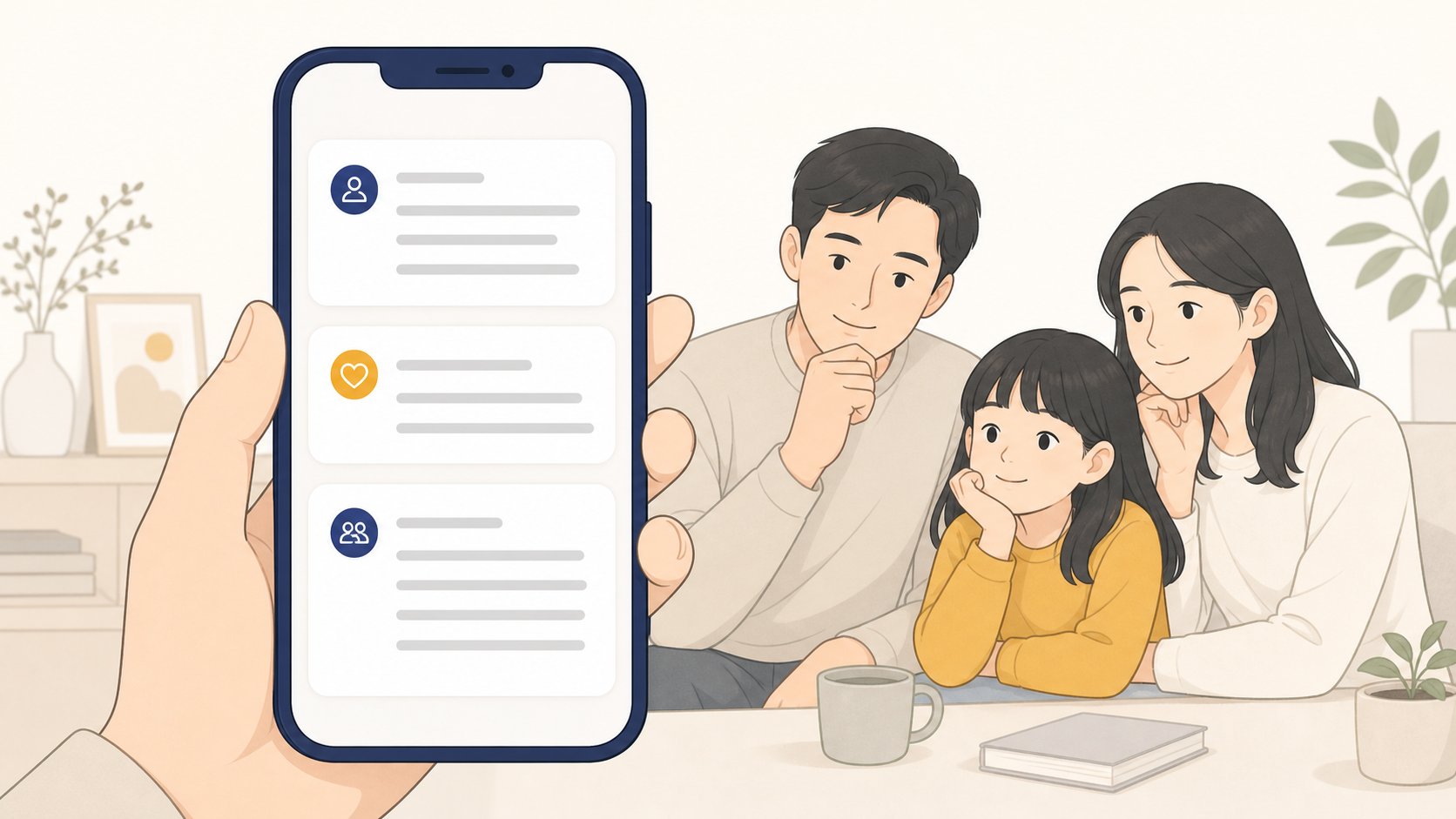 휴대폰 화면에 상황별 부고 문자 예시가 나열된 모습