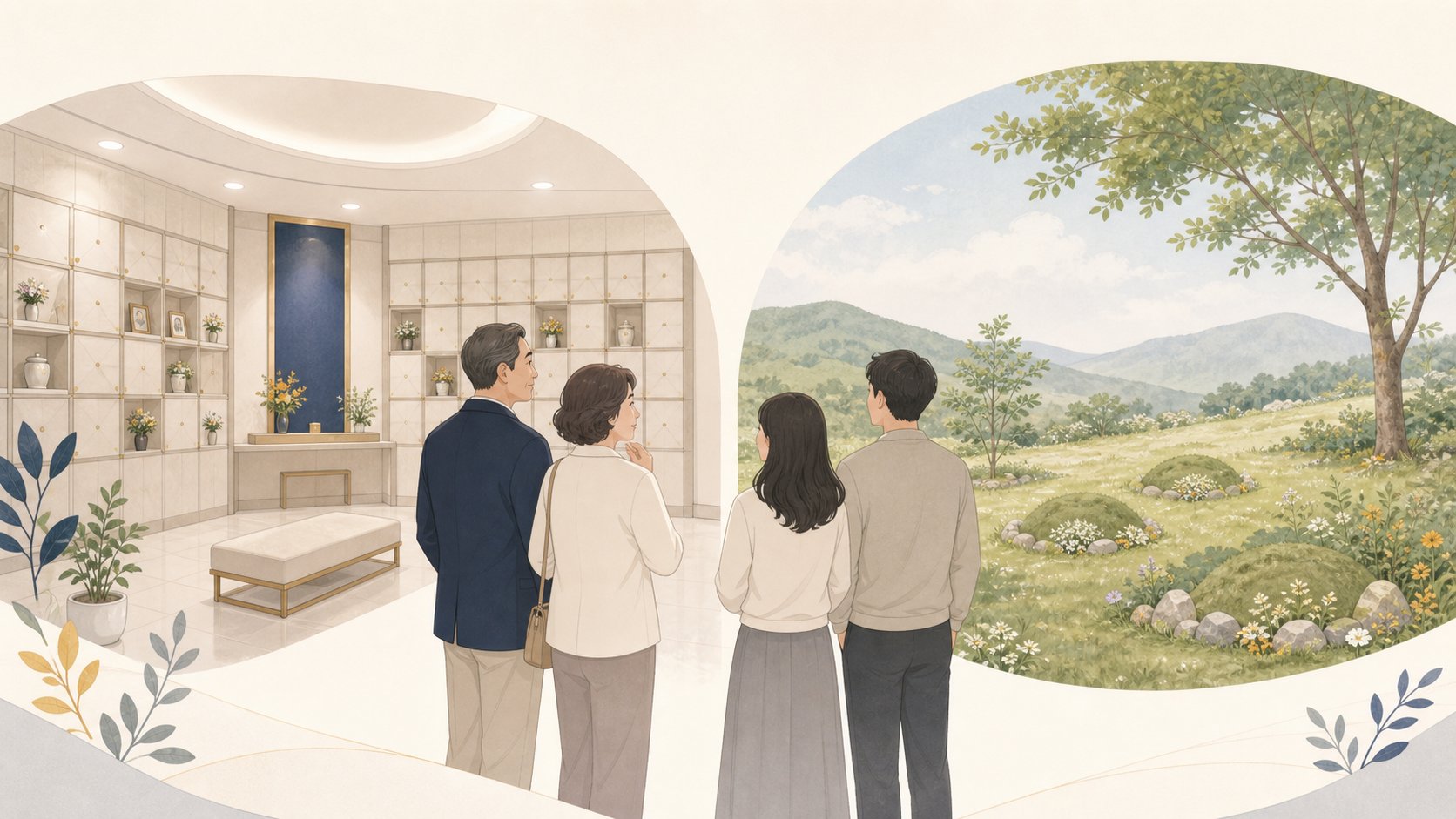 봉안당과 자연장지 등 화장 후 봉안 방식을 살펴보는 가족