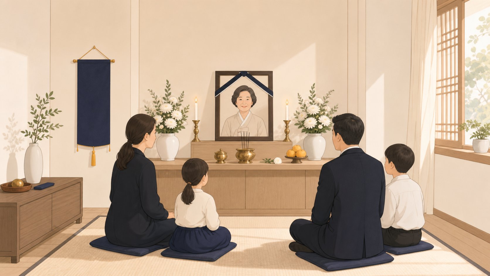 규모는 작지만 정성껏 준비된 단정한 빈소