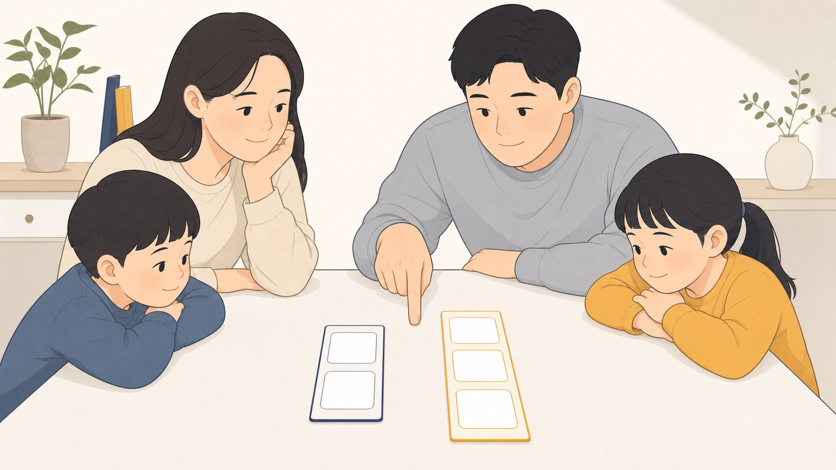 이틀 일정과 사흘 일정을 나란히 놓고 손끝으로 비교하는 모습