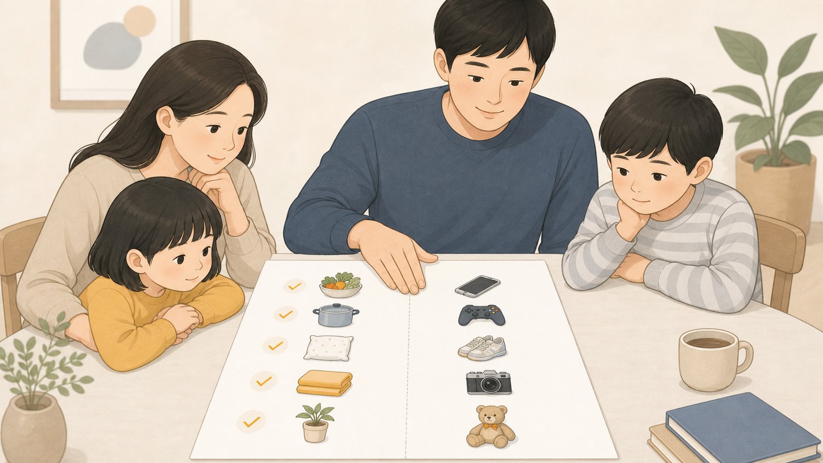 사용하는 항목과 사용하지 않는 항목을 두 갈래로 나누어 정리한 목록