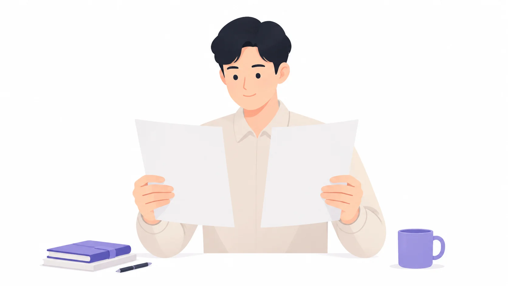 상조 계약서와 수의 견적서를 나란히 대조하는 손