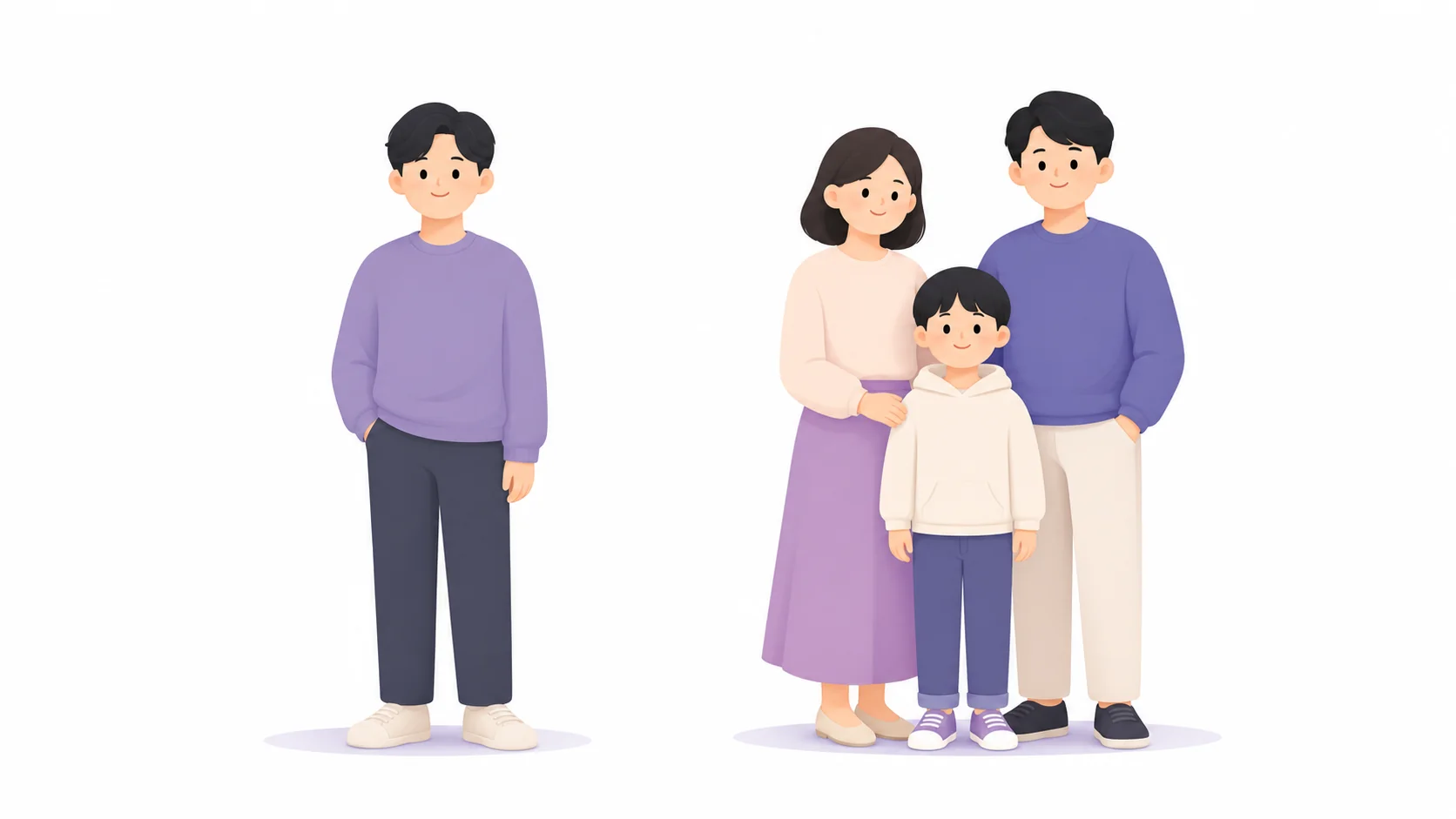 홀로 있는 사람과 가족으로 나뉜 두 지원 대상 유형