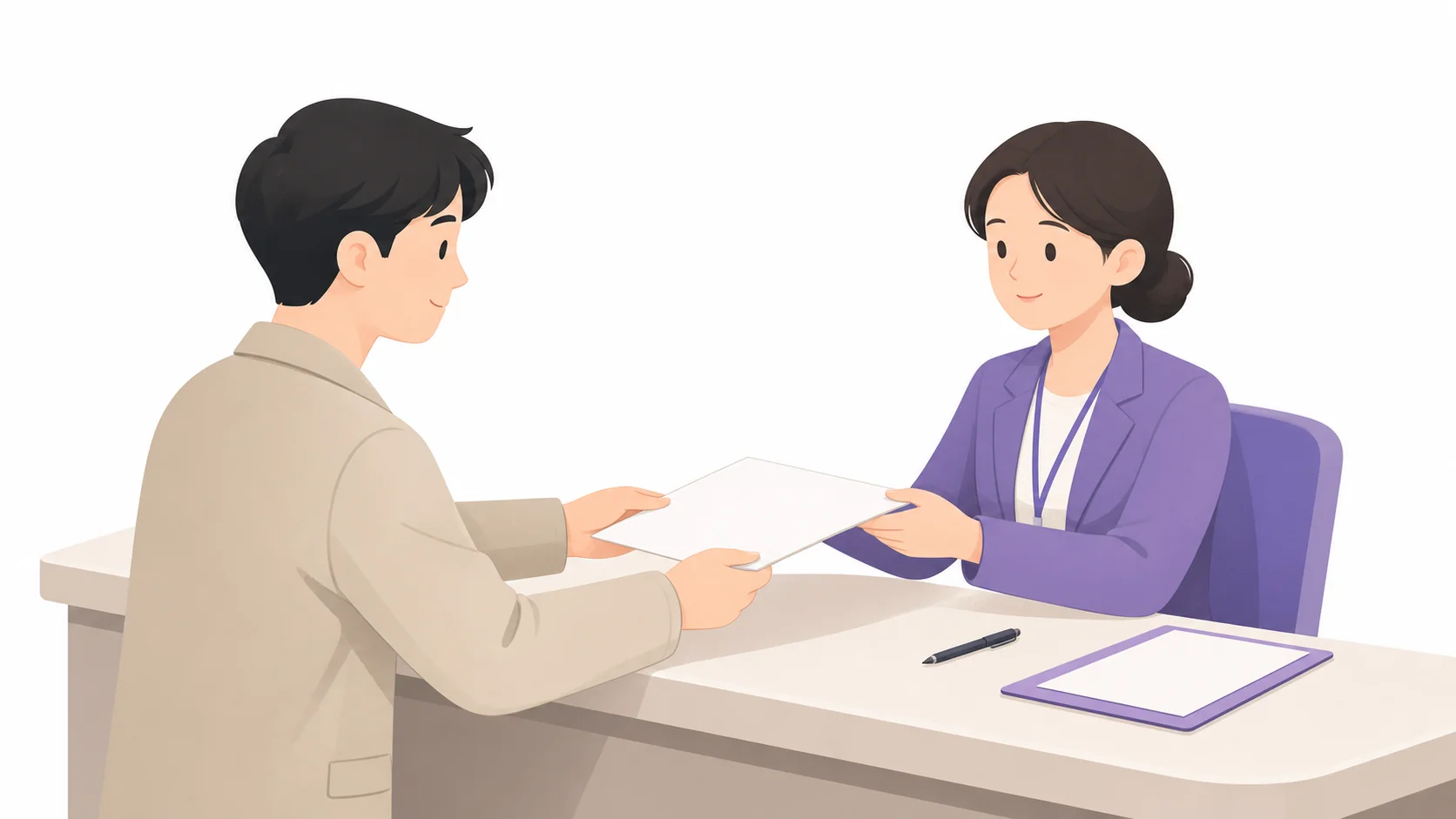주민센터 창구에서 신청서를 접수하는 모습