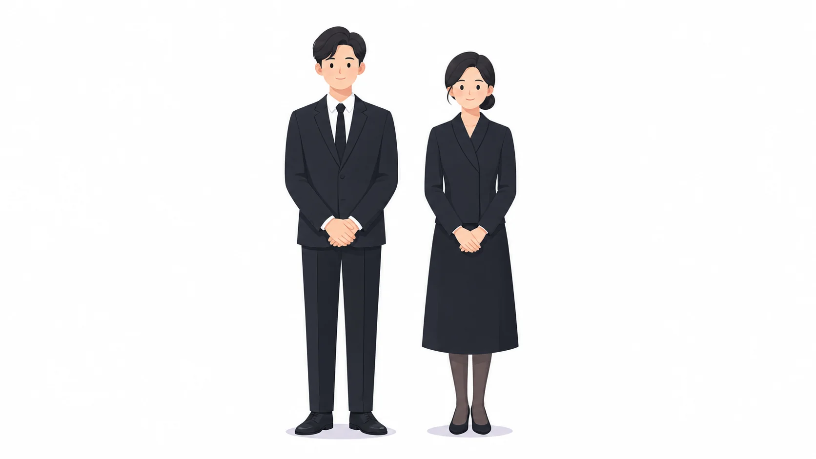 무채색 정장을 입은 남녀의 문상 복장