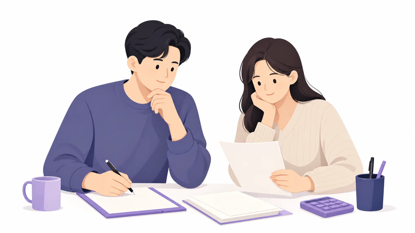 가족이 장례 예산을 함께 계획하며 상의하는 모습