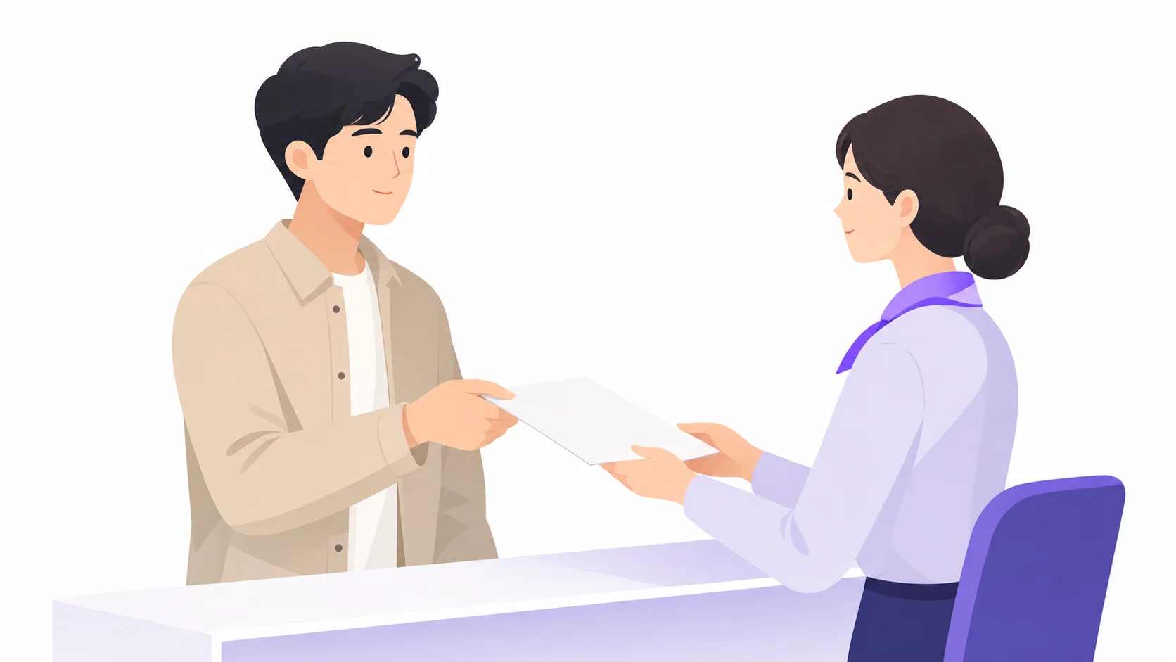 주민센터 창구에서 장제급여를 신청하는 모습
