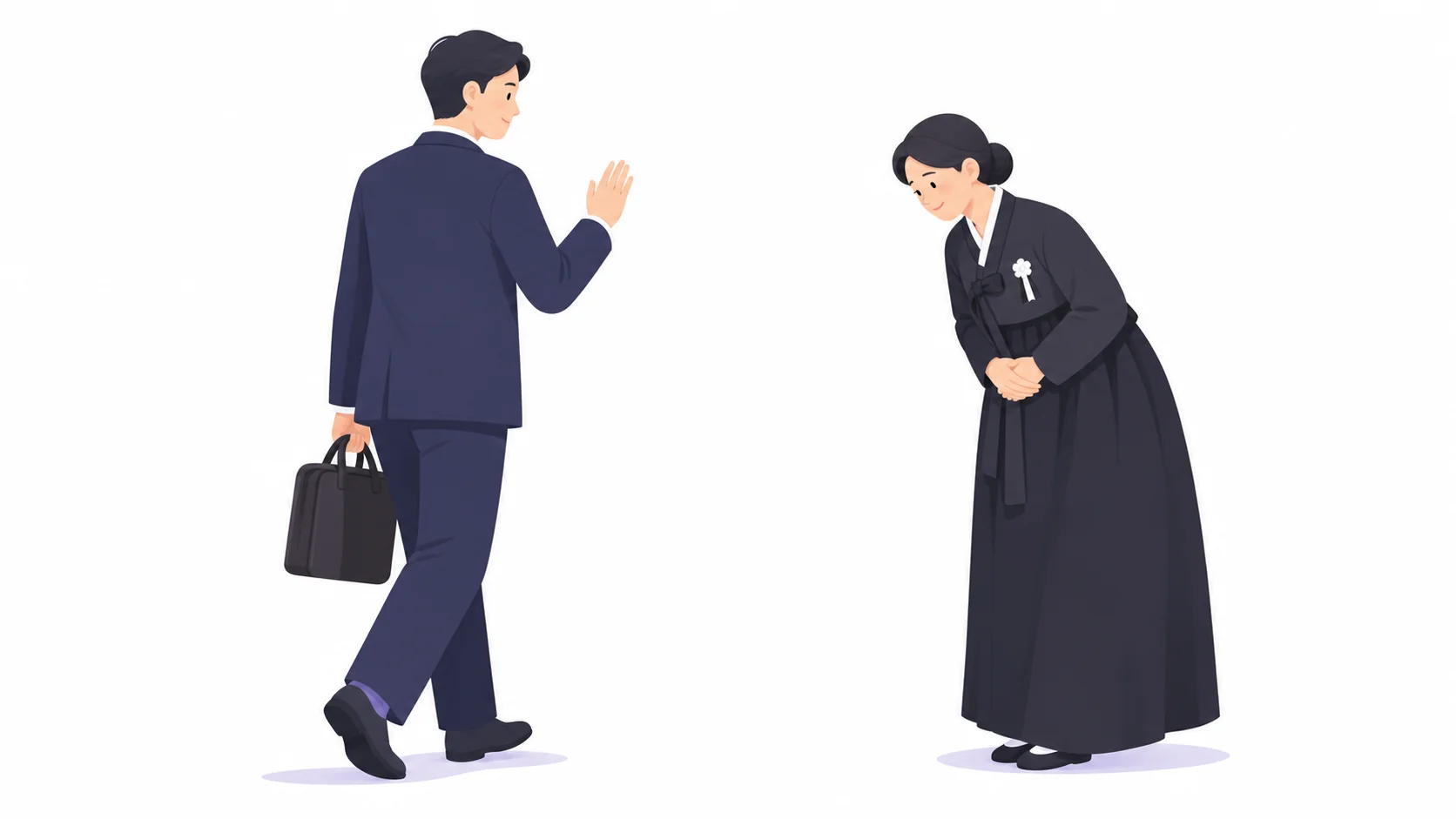 조문객에게 감사의 목례를 전하는 상주