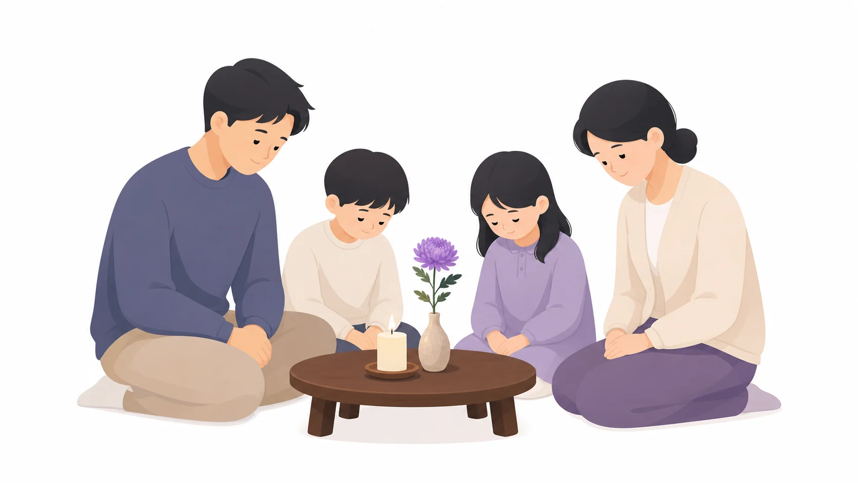 가족이 모여 고인을 기리는 49재 자리