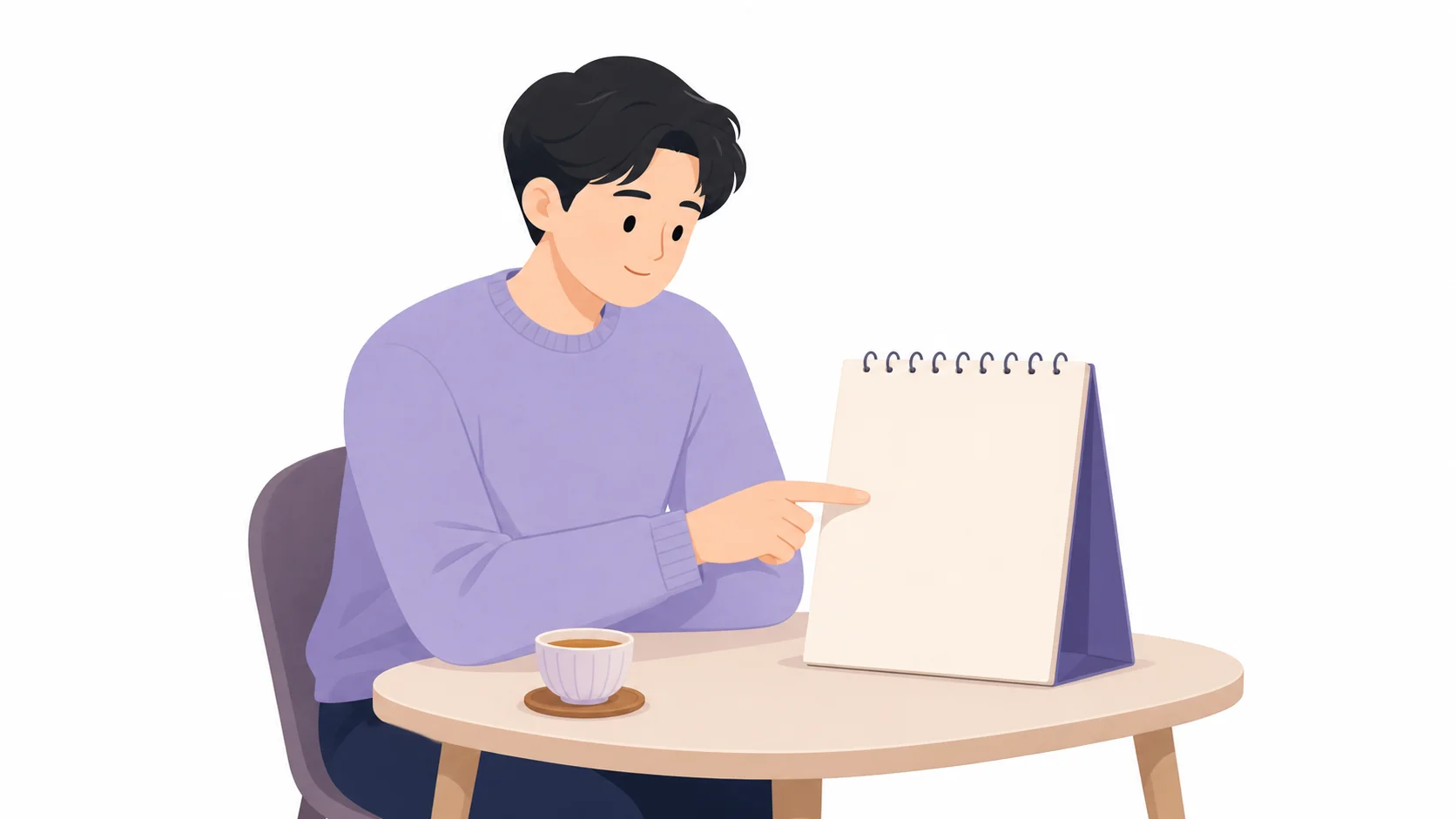 달력을 보며 삼우제 날짜를 짚어보는 모습