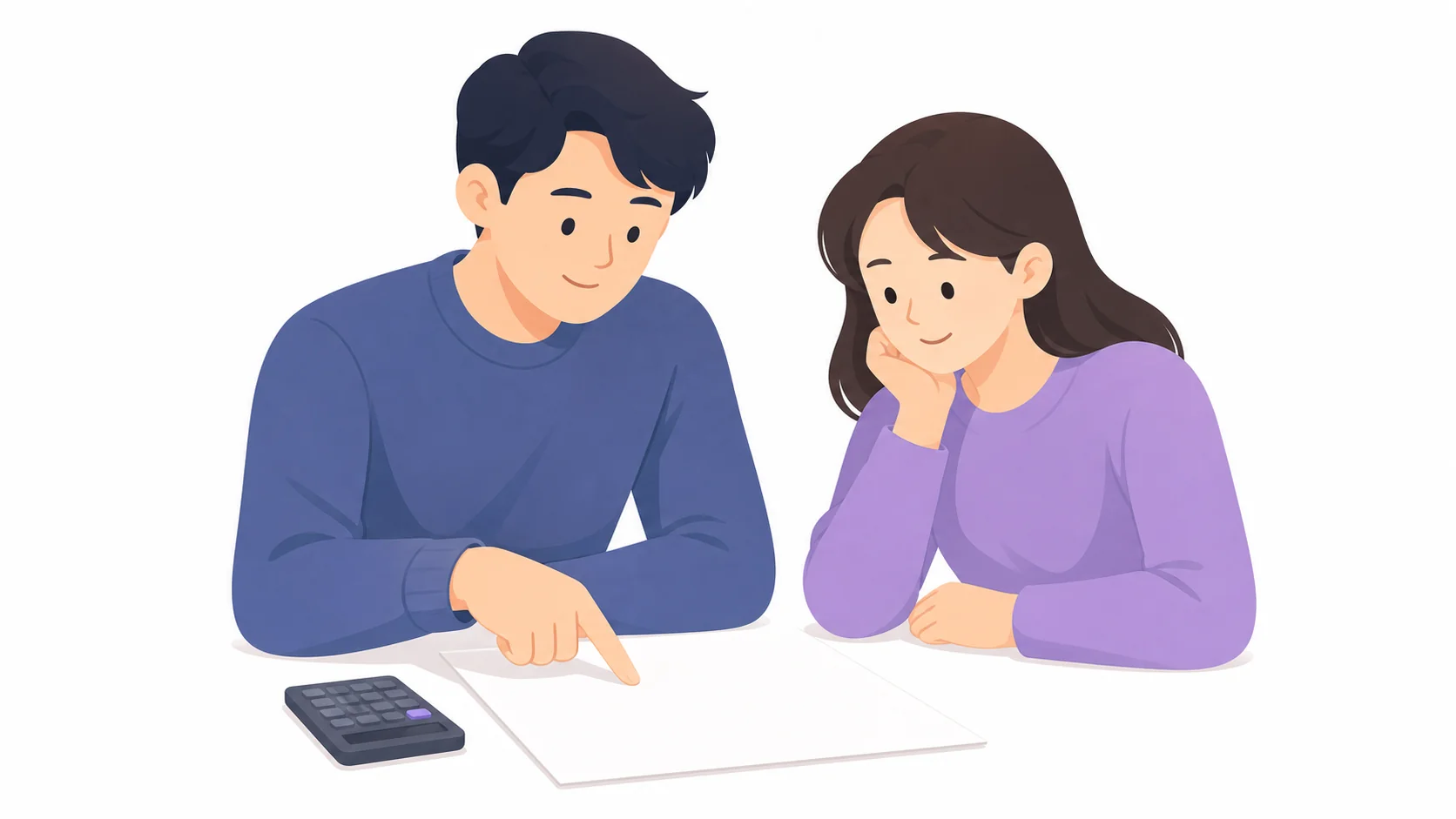 이장 견적서를 함께 검토하는 부부