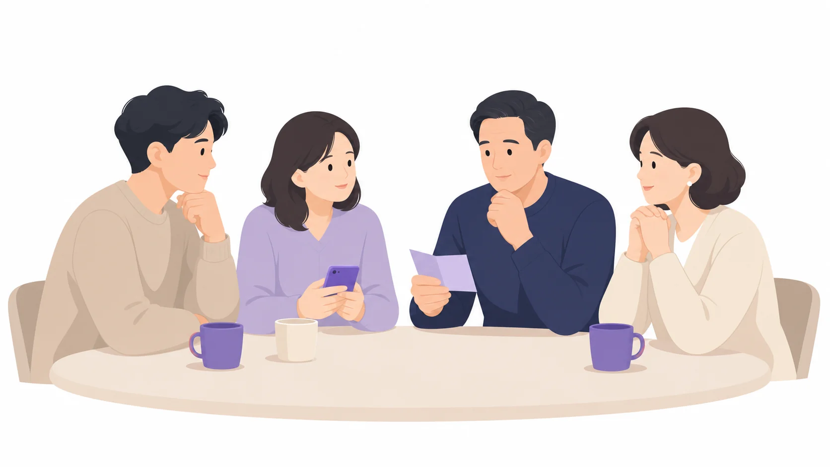 부고 범위를 상의하는 가족