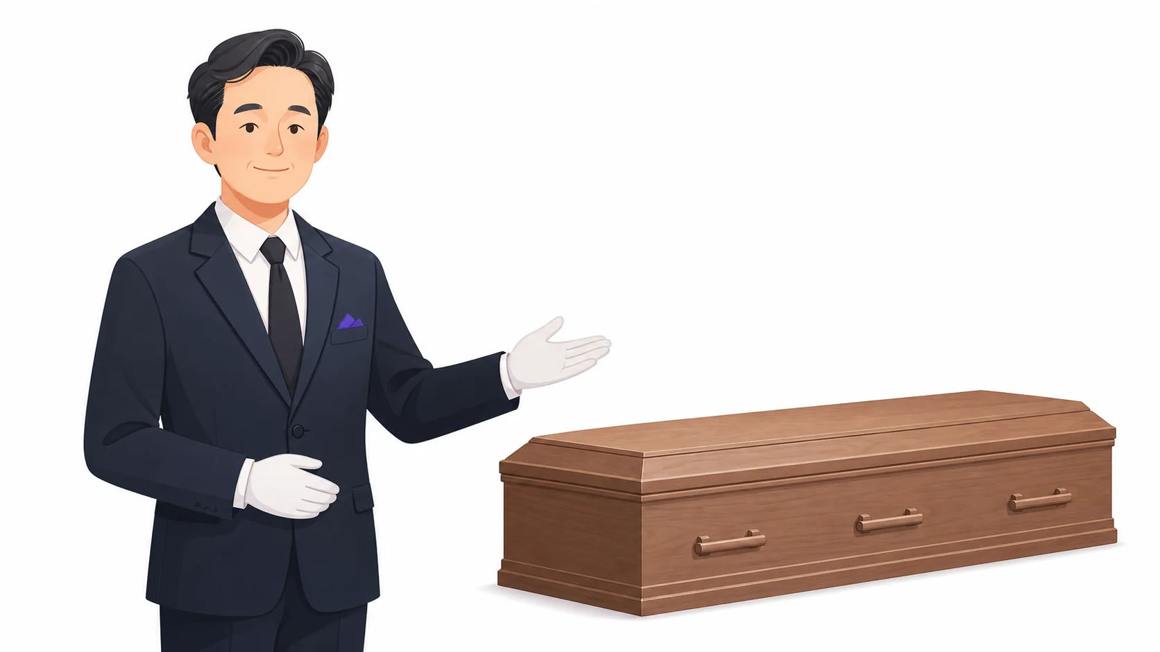 관을 안내하는 장례지도사 일러스트