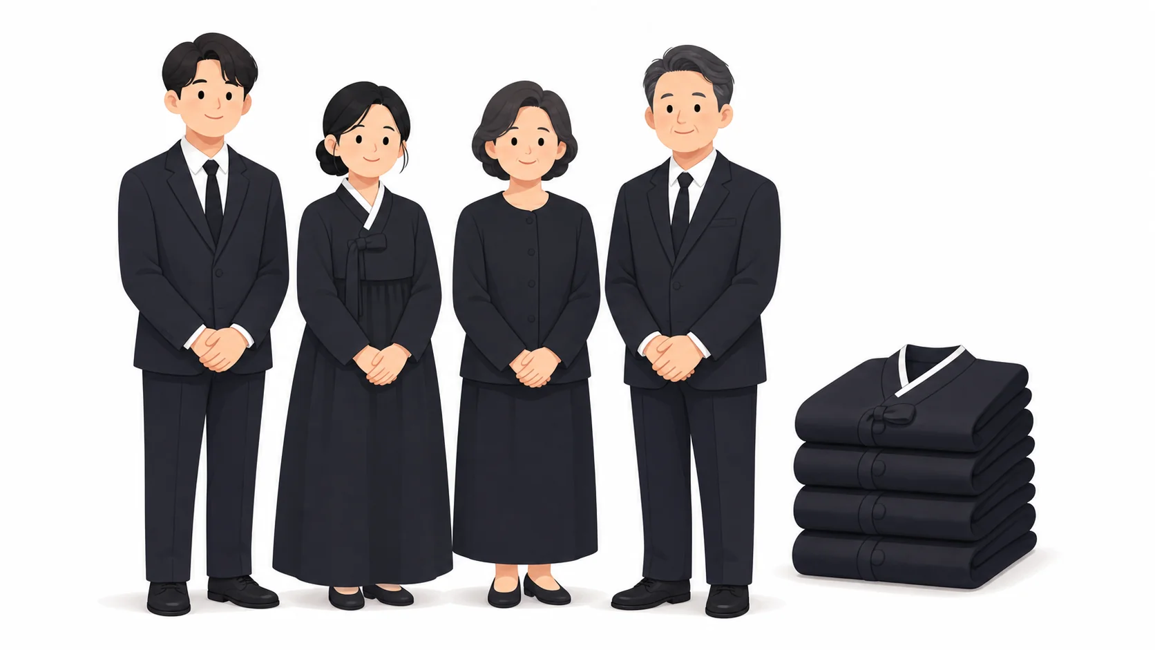 가족 인원수에 맞춰 준비한 상복 벌 수