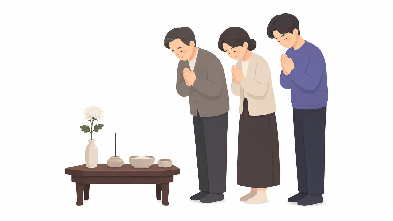 발인제 제상 앞에서 마지막 인사를 드리는 가족