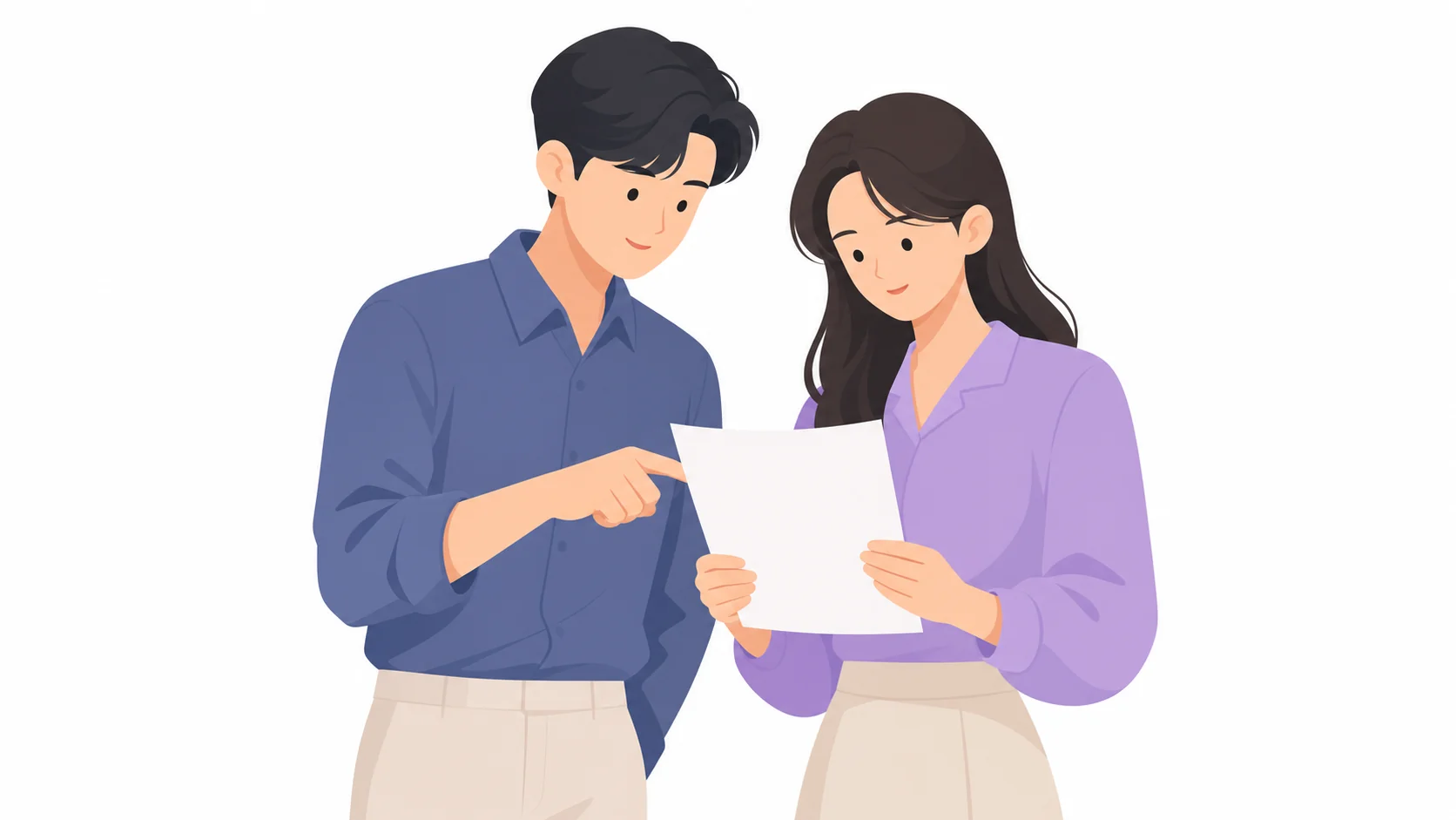 답례품 목록을 짚어 가며 반품 조건을 확인하는 모습