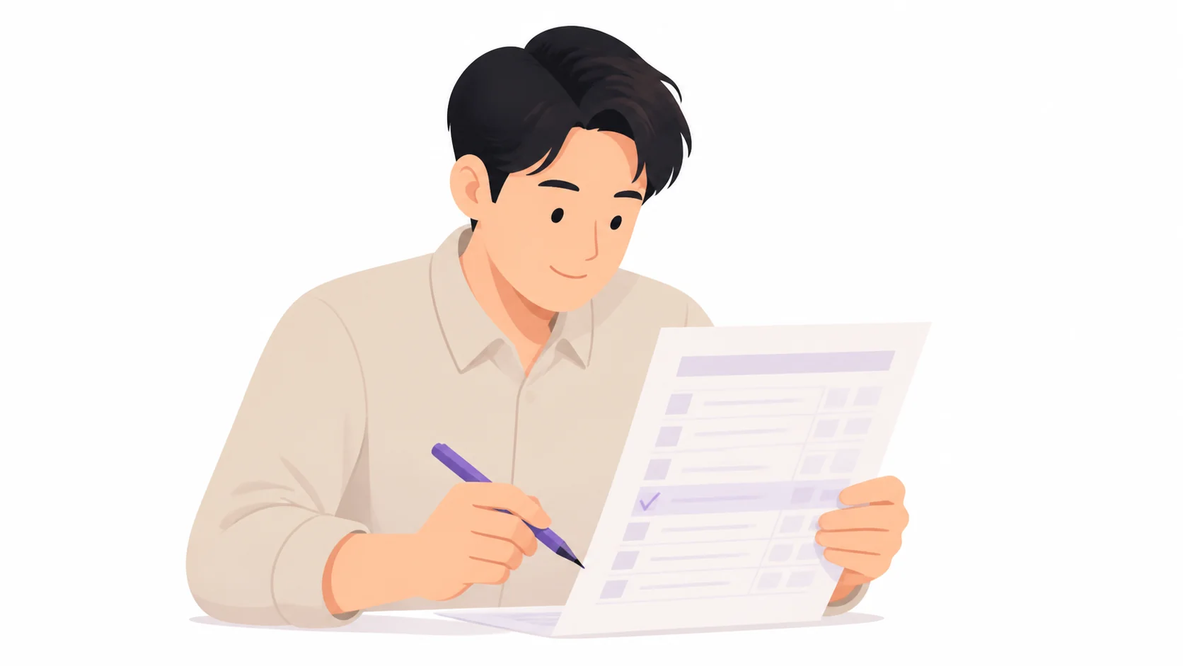 장례 견적서 항목을 짚어 보며 확인하는 모습