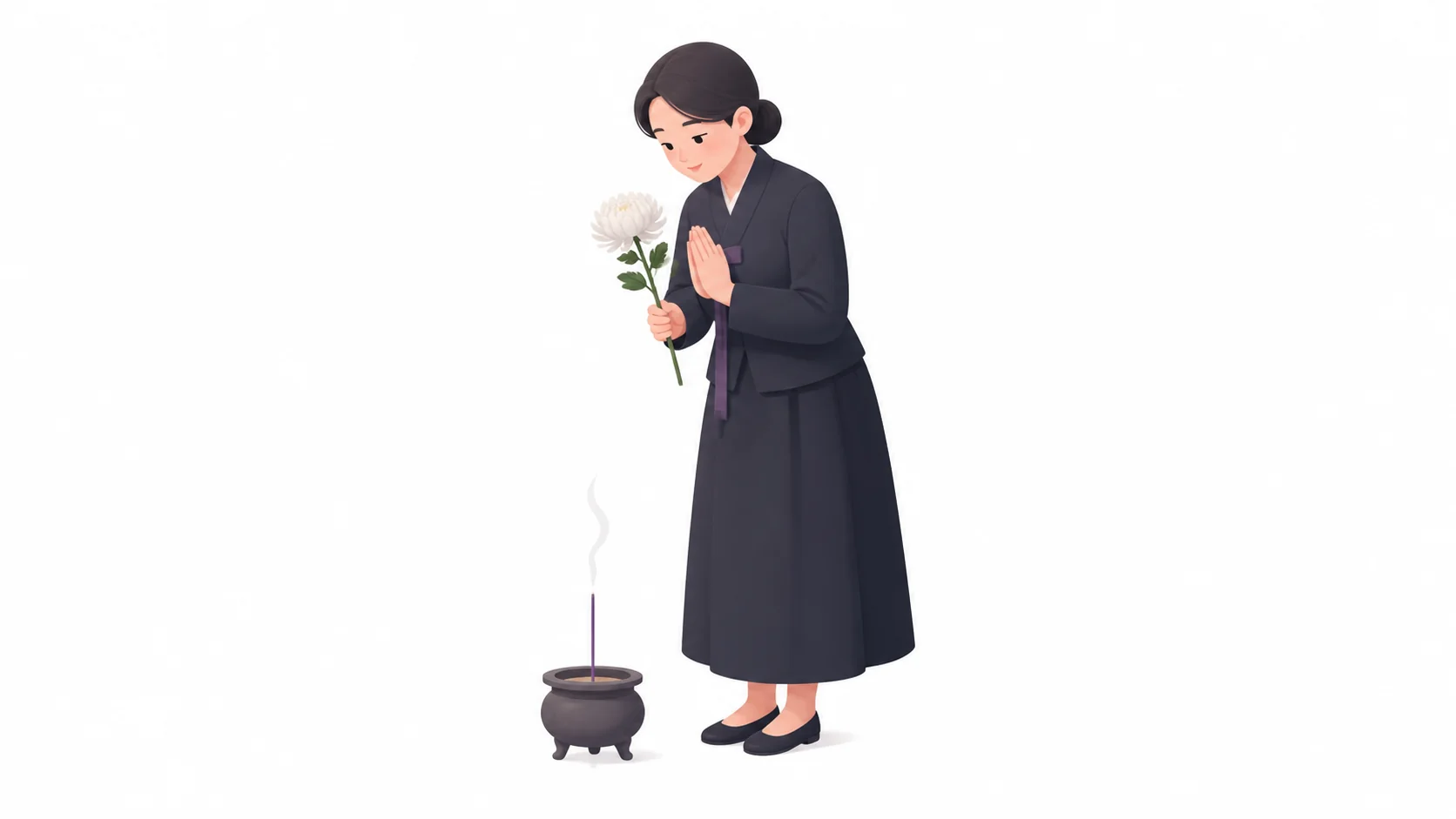 분향 후 합장으로 예를 표하는 조문객