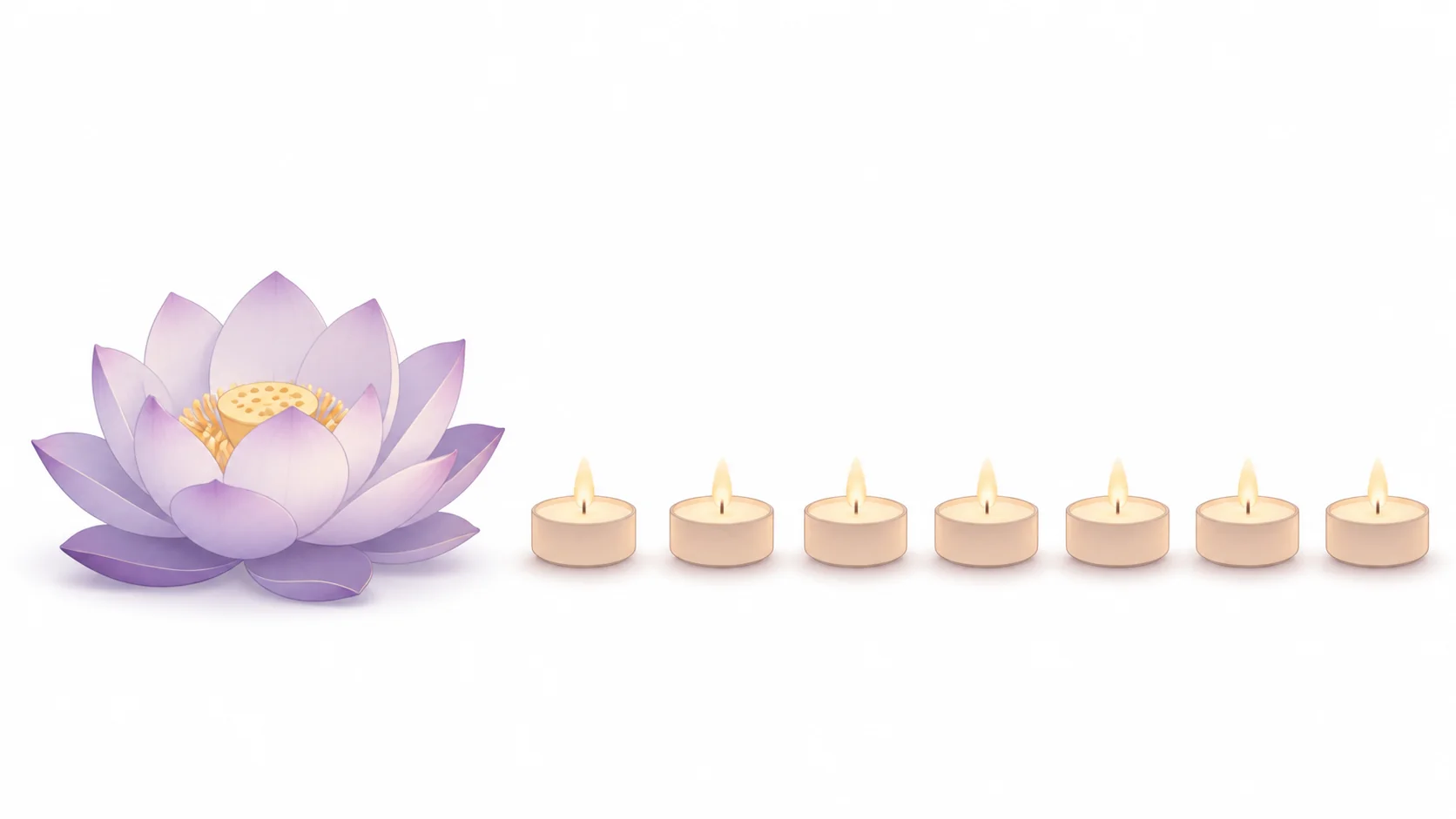 49재 일곱 번을 상징하는 연꽃과 초