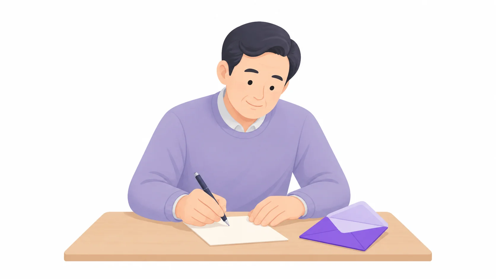 장례 희망사항을 메모해 봉투에 넣는 남성