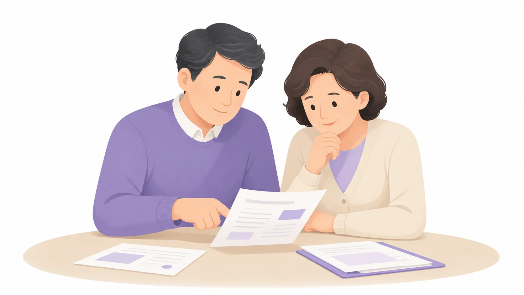 하루 단위로 계산되는 호스피스 비용 안내를 함께 살펴보는 부부