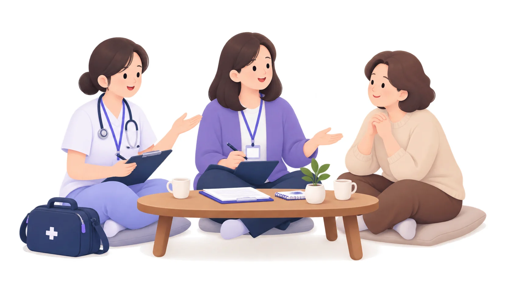 가정형 호스피스 방문 상담을 받는 보호자