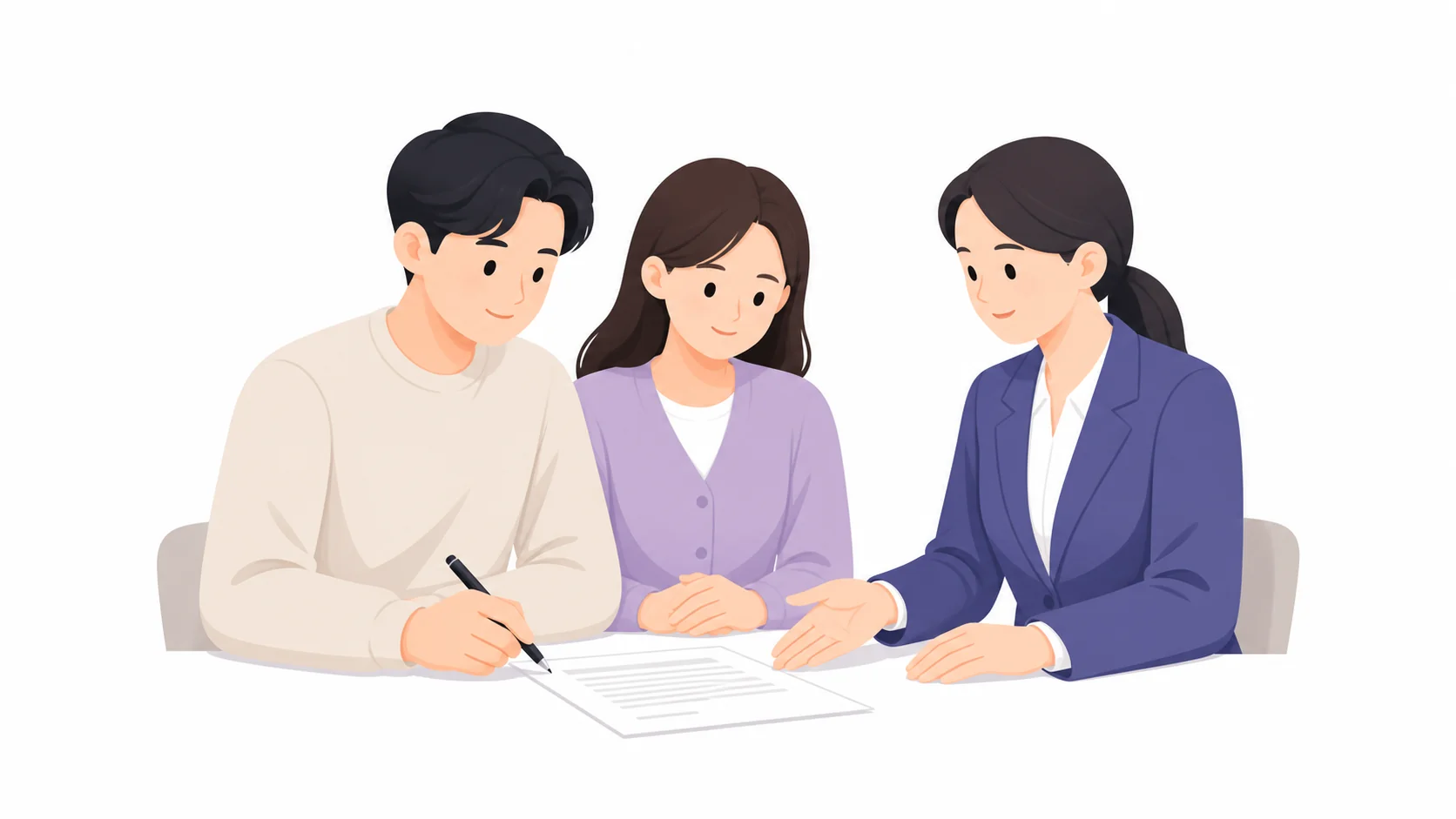 담당자의 안내를 받으며 기증 서류에 서명하는 유족