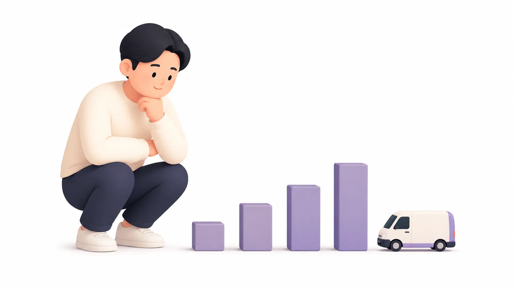 하루씩 높아지는 막대와 이송 차량을 바라보는 사람