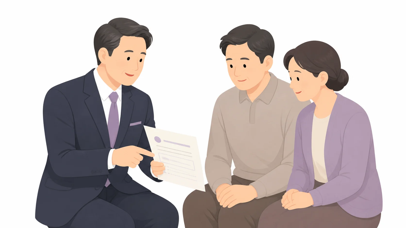 장례지도사가 유가족에게 장례 절차를 설명하는 모습