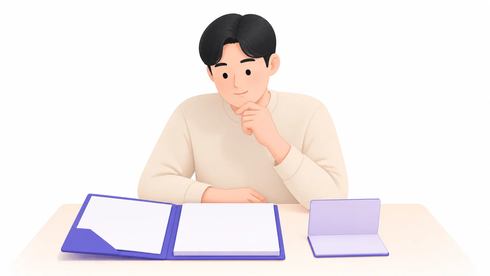 서류철과 통장으로 납입 내역을 대조하는 모습