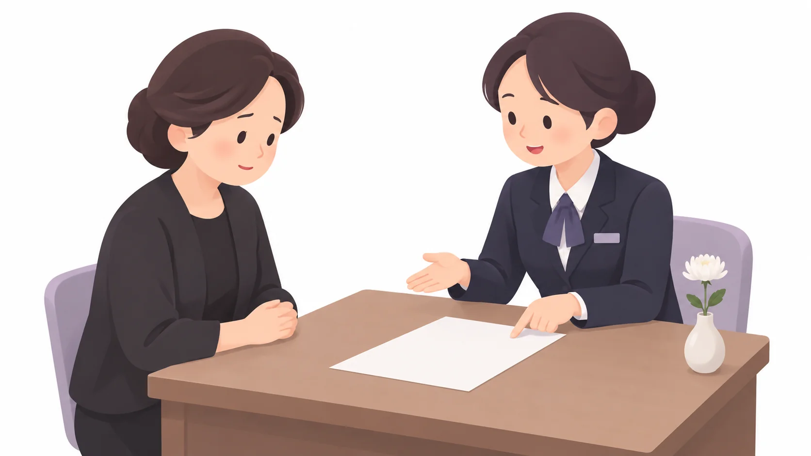 장례식장 직원과 빈소 사용 일정을 상의하는 유가족