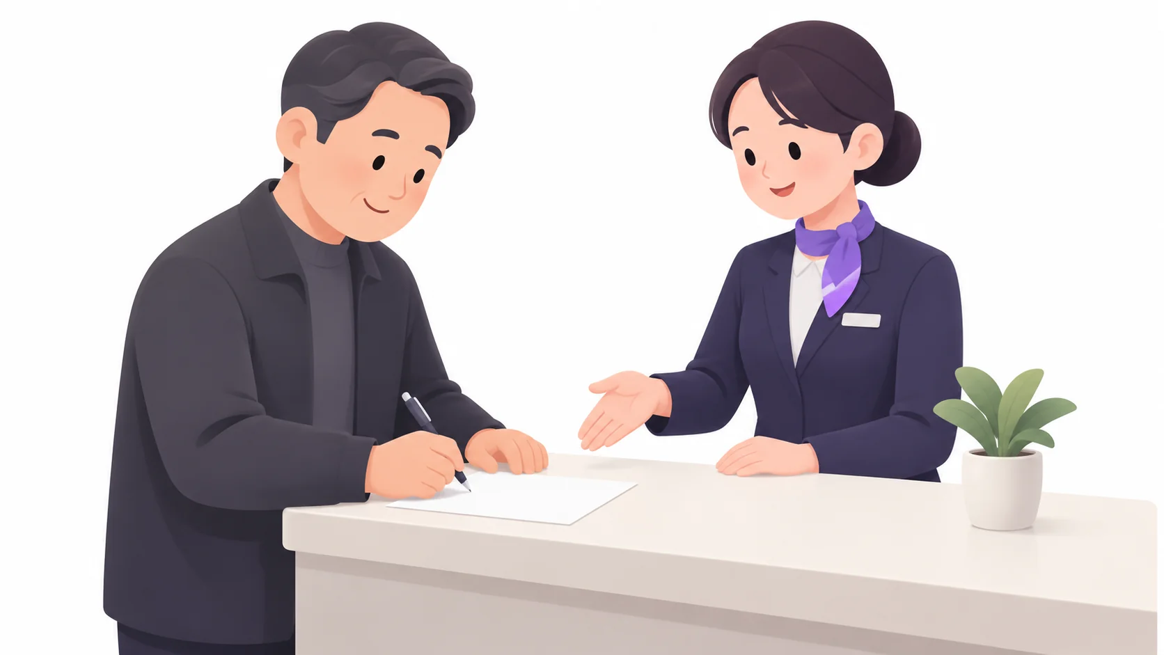 화장장 접수 창구에서 유택동산 이용 신청서를 작성하는 유가족