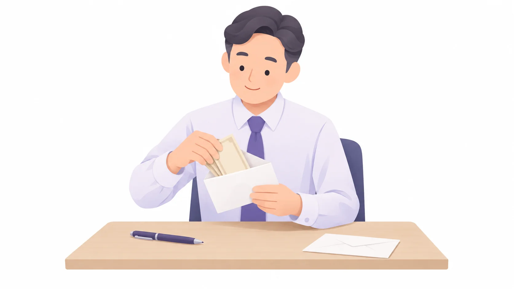 빙부상 조의금을 봉투에 넣는 직장인