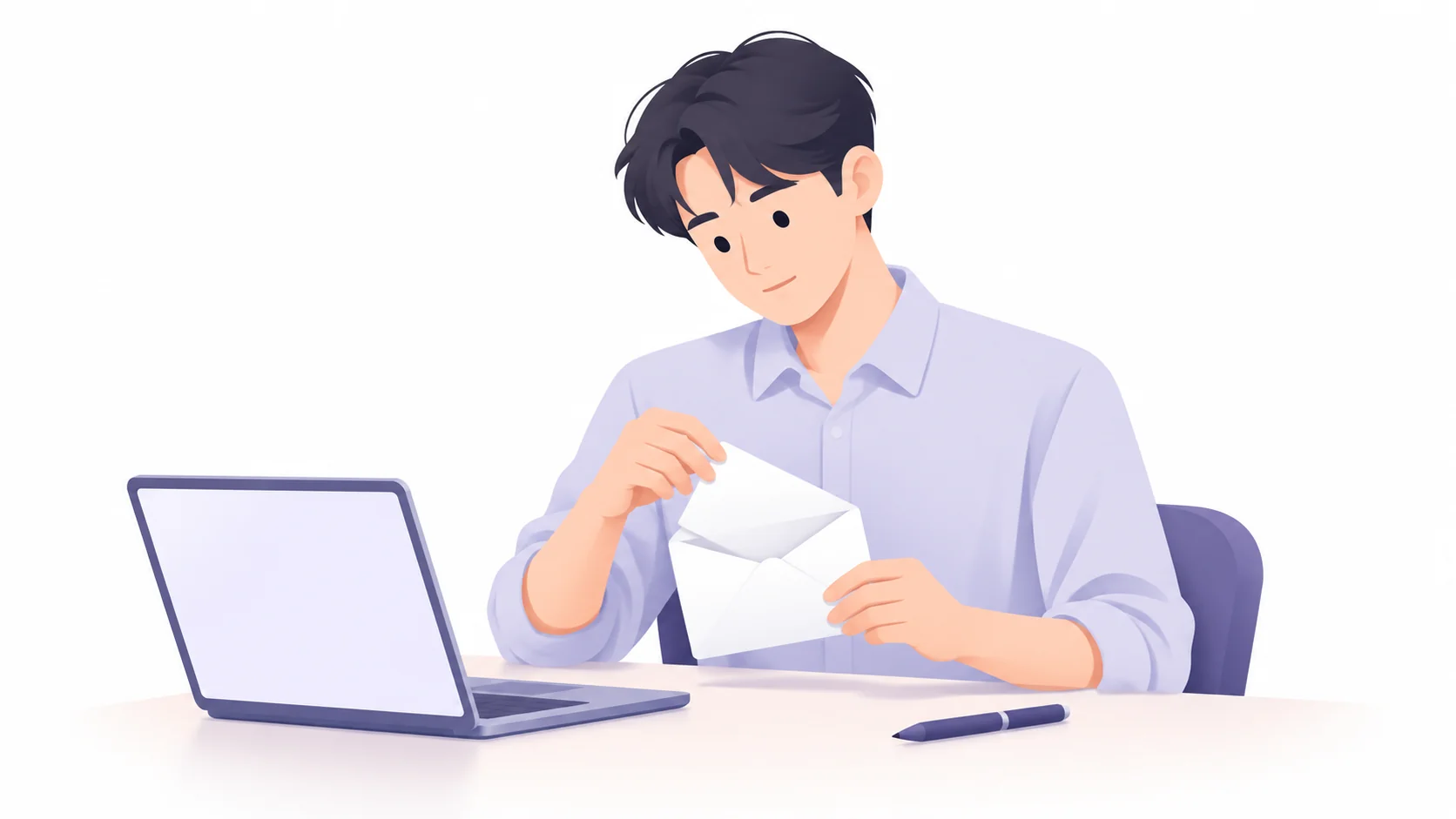 조모상 부고를 확인하고 부의 봉투를 준비하는 직장인