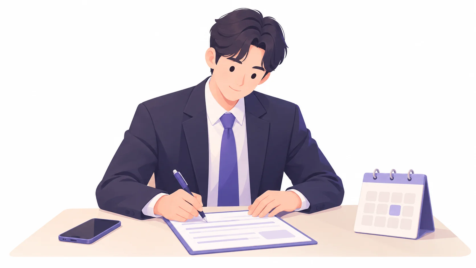 조모상 경조 휴가 신청서를 작성하는 손주