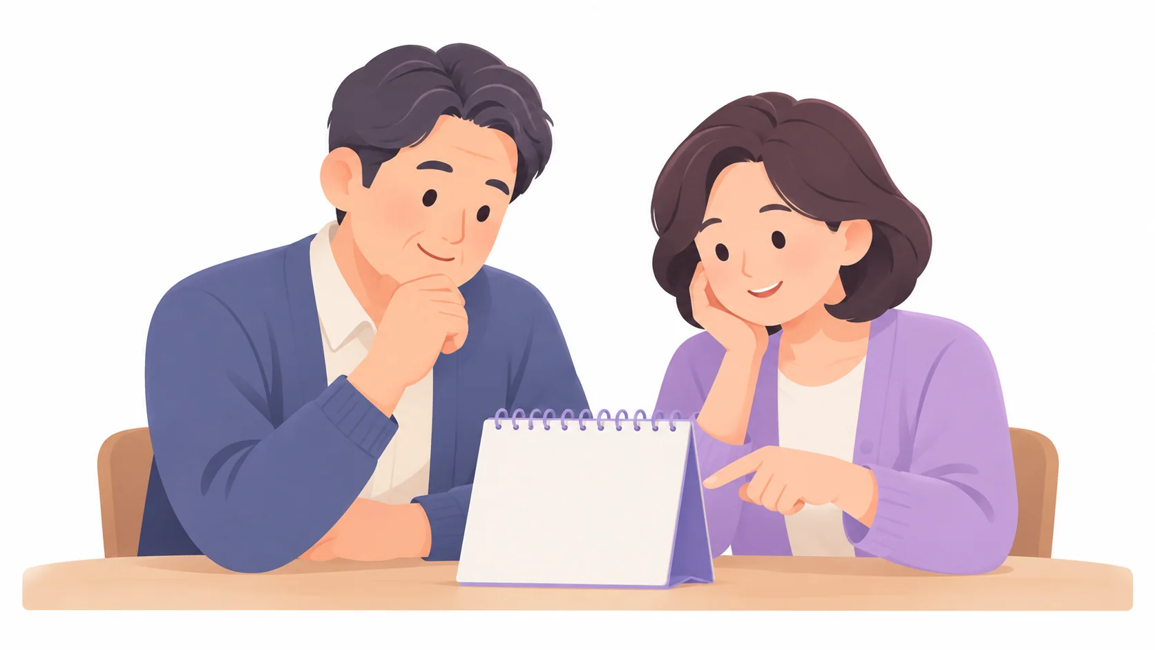 달력을 보며 탈상 날짜를 상의하는 남매