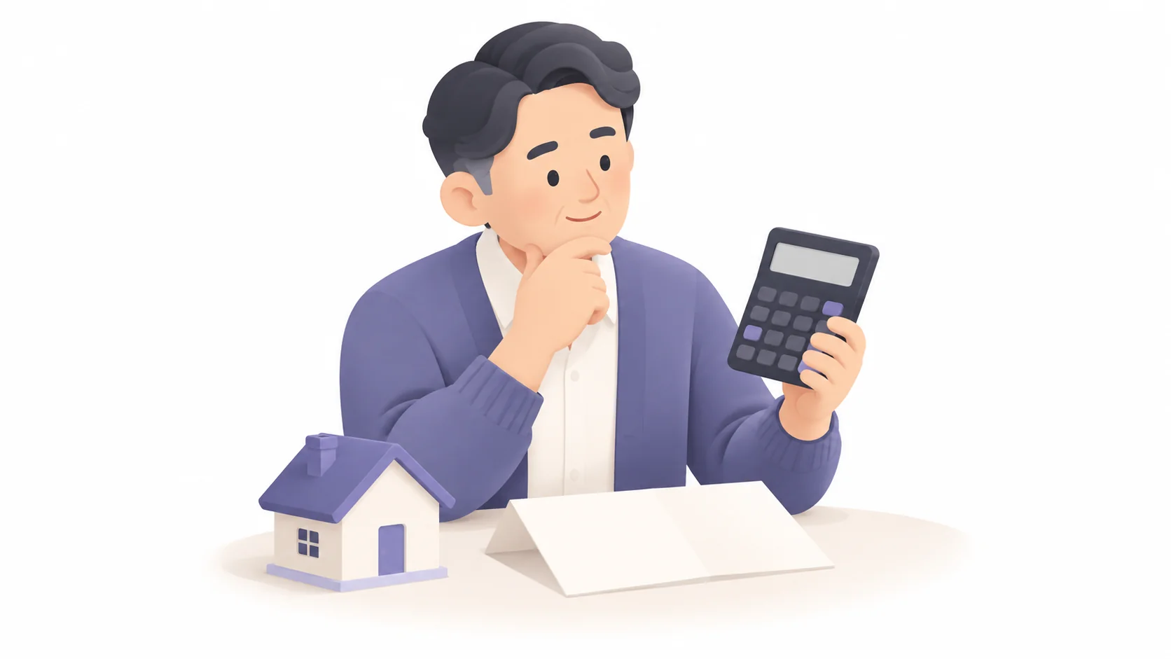 계산기를 들고 상속세 공제를 따져 보는 중년 남성