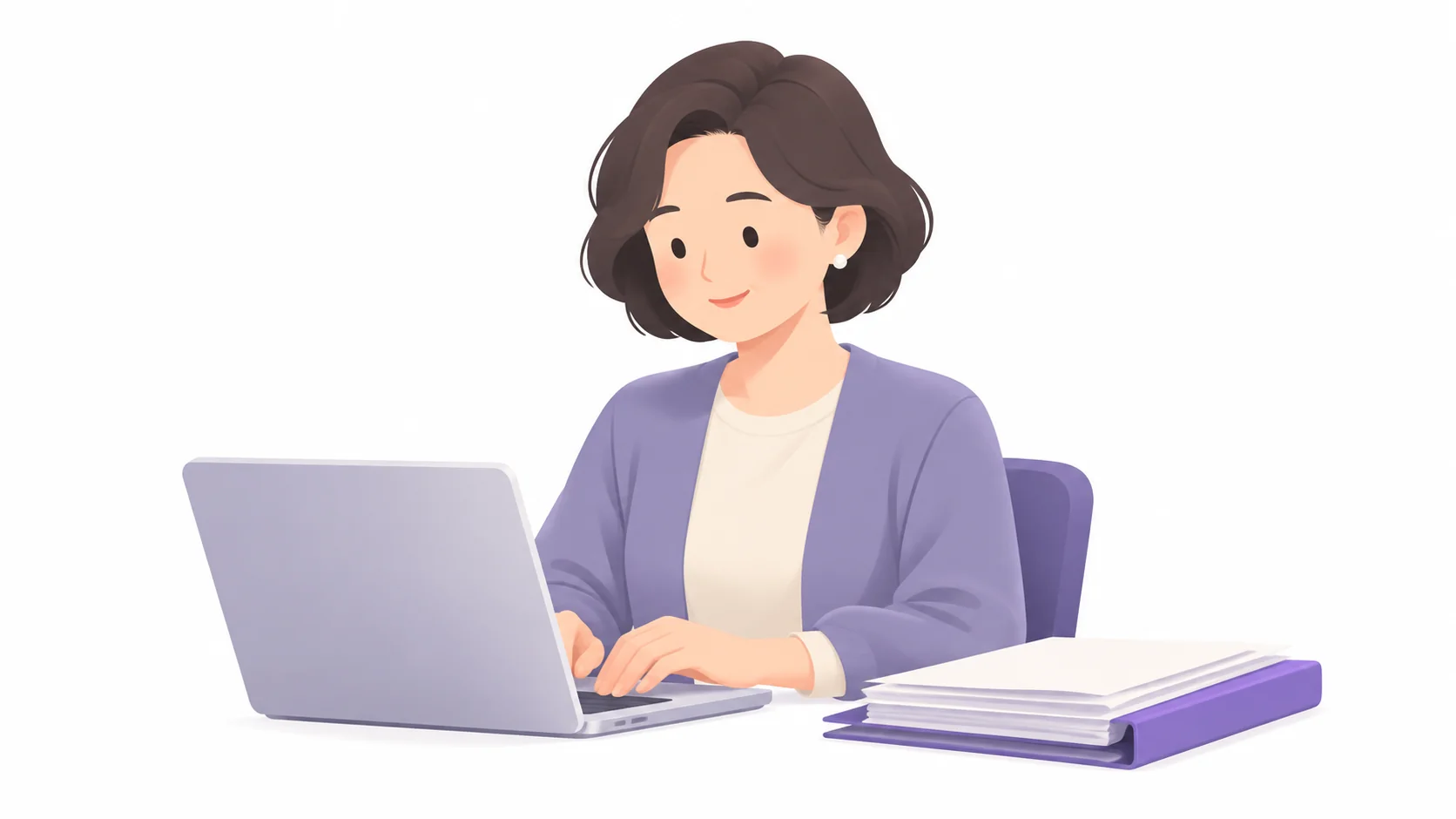노트북으로 상속세 신고를 준비하는 중년 여성