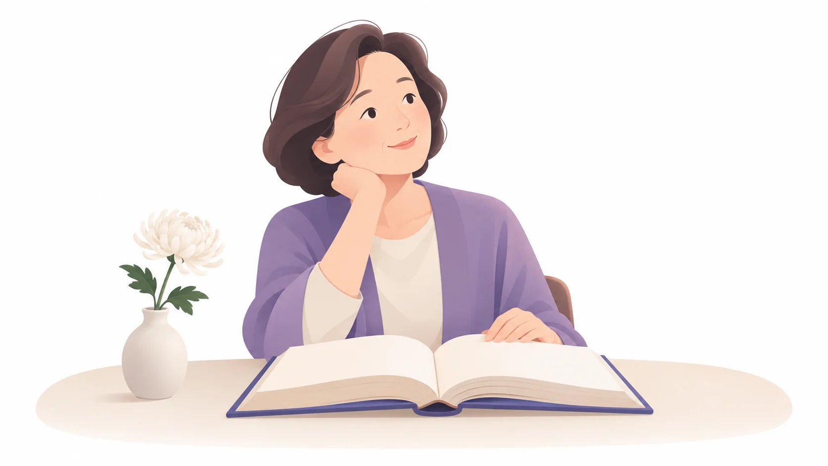 별세의 뜻을 사전에서 찾아보는 중년 여성