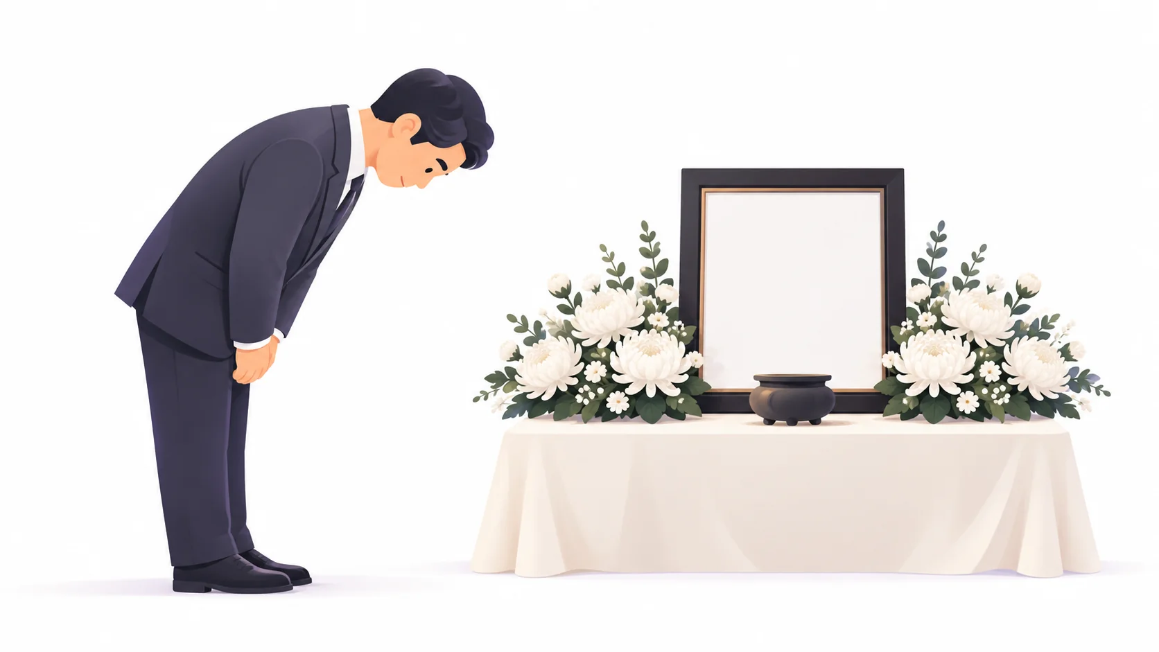 빈소 제단 앞에서 고인께 절하는 조문객