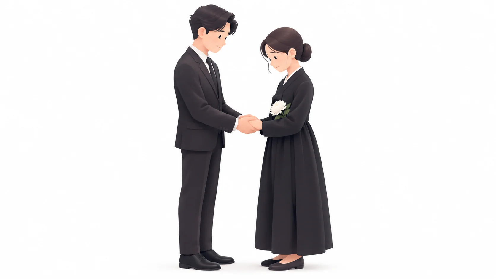 조문객이 상주의 손을 잡고 짧게 위로하는 모습