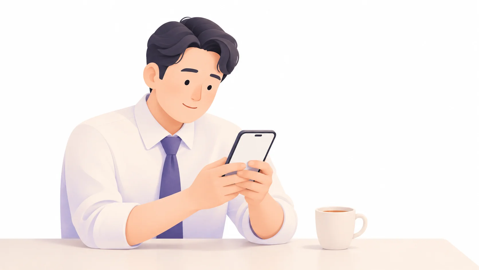 휴대폰으로 부친상 위로 문자를 쓰는 직장인