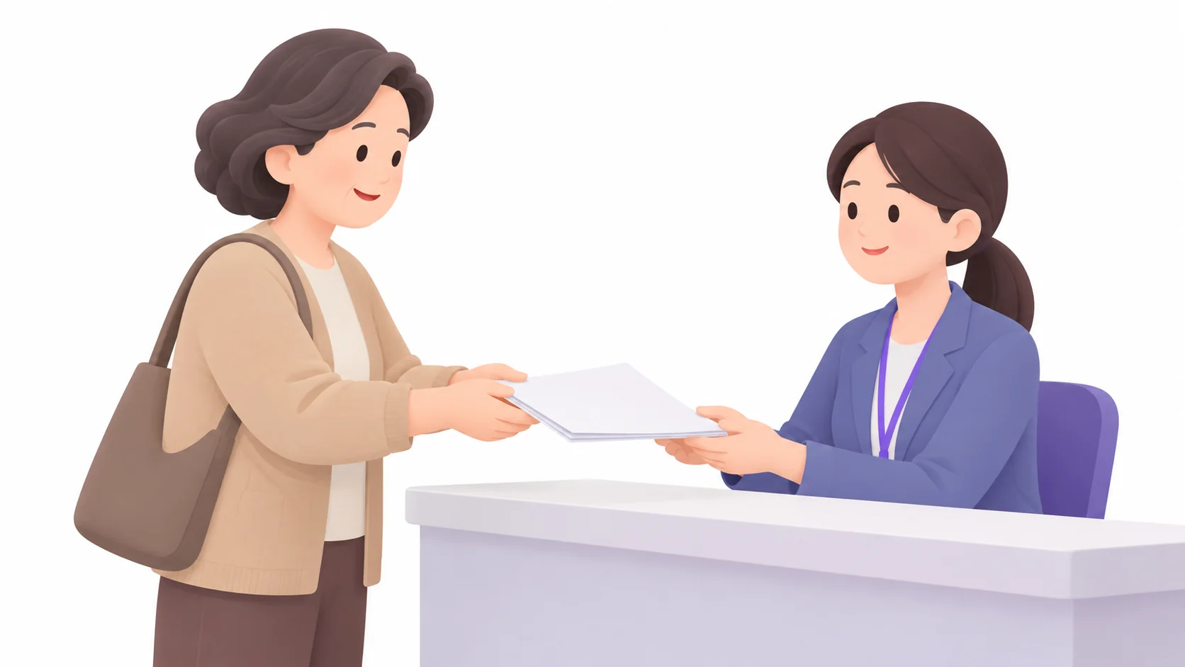 주민센터 창구에서 사망신고 서류를 내는 유족